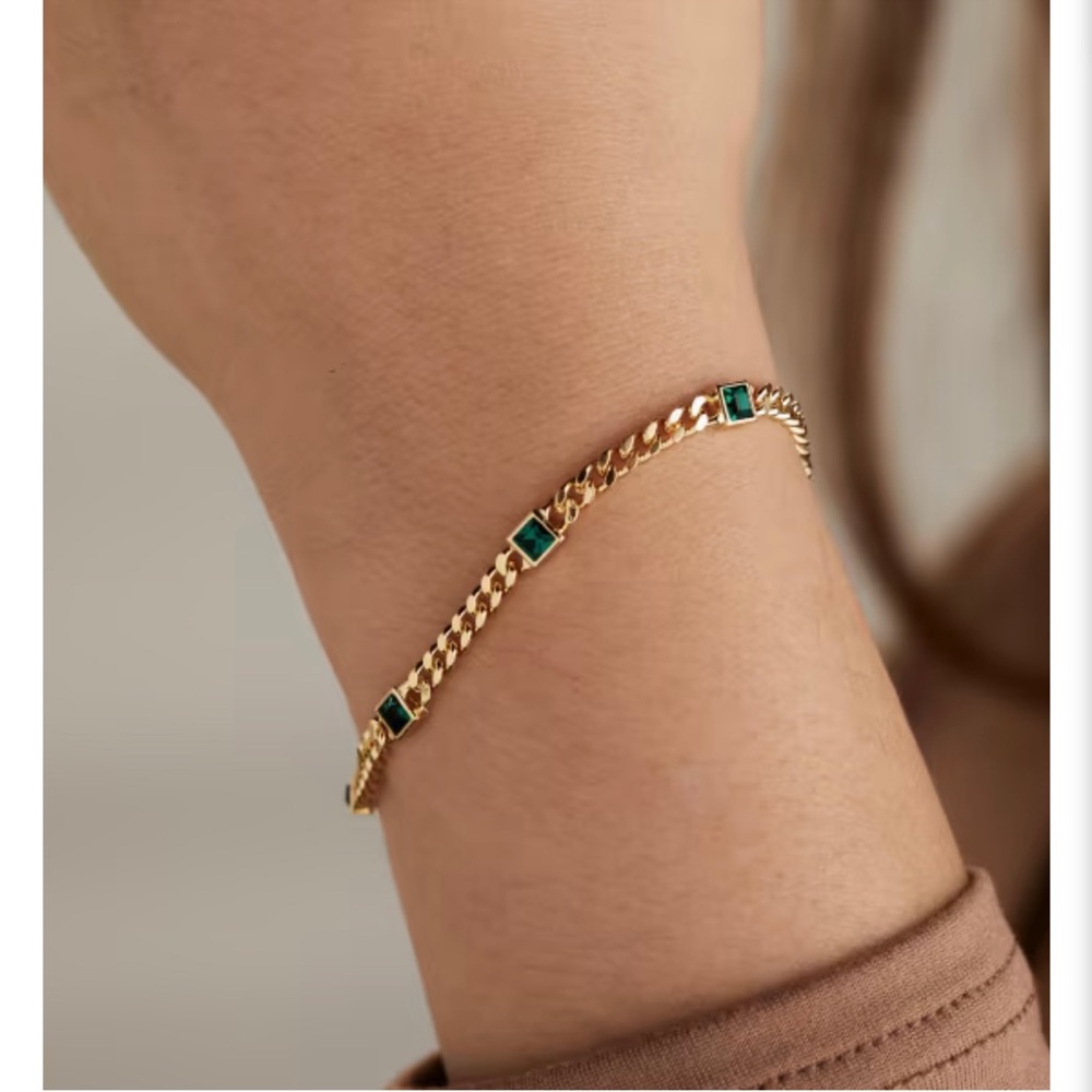 NWT! Alex + Ani || Emerald Gold Curb Chain Bracelet, May Birthstone
